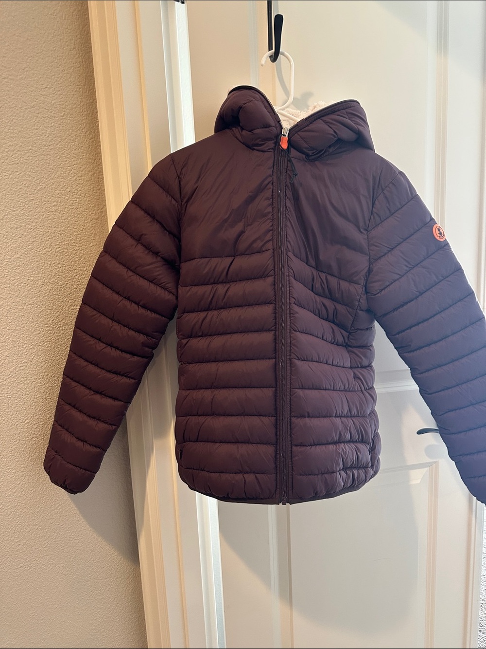 SAVE THE DUCK Kids Hooded Puffer Jacket in Plum (never worn)